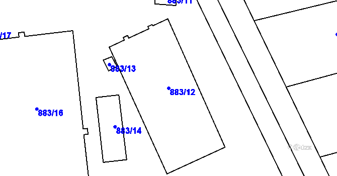 Parcela st. 883/12 v KÚ Oldřišov, Katastrální mapa
