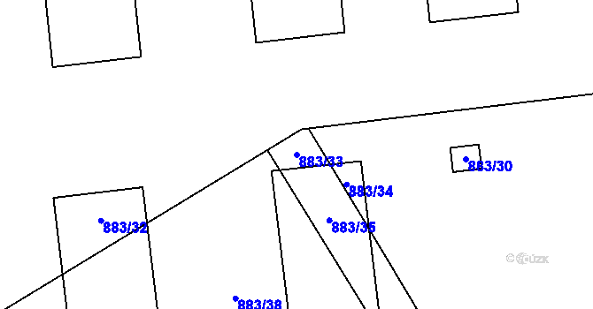 Parcela st. 883/33 v KÚ Oldřišov, Katastrální mapa