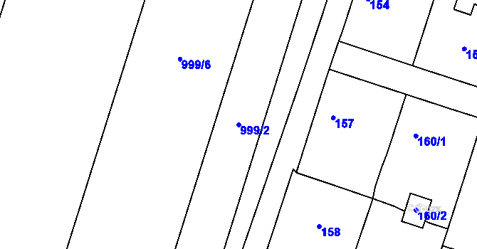 Parcela st. 999/2 v KÚ Oldřišov, Katastrální mapa