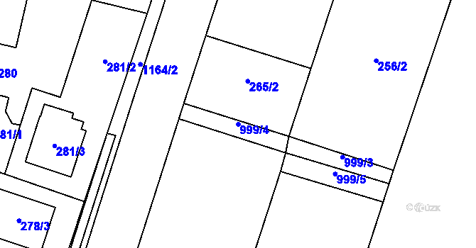 Parcela st. 999/4 v KÚ Oldřišov, Katastrální mapa