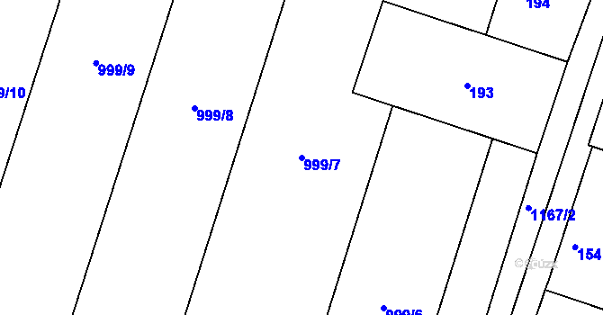 Parcela st. 999/7 v KÚ Oldřišov, Katastrální mapa