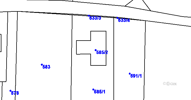 Parcela st. 585/2 v KÚ Oldřišov, Katastrální mapa