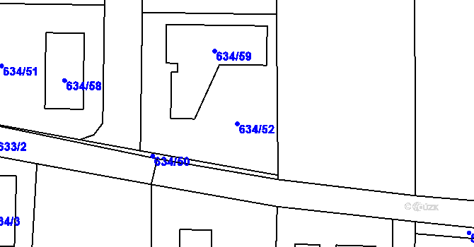 Parcela st. 634/52 v KÚ Oldřišov, Katastrální mapa