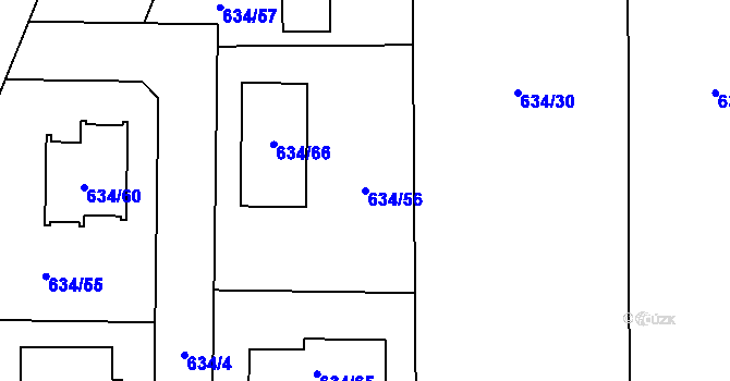 Parcela st. 634/56 v KÚ Oldřišov, Katastrální mapa