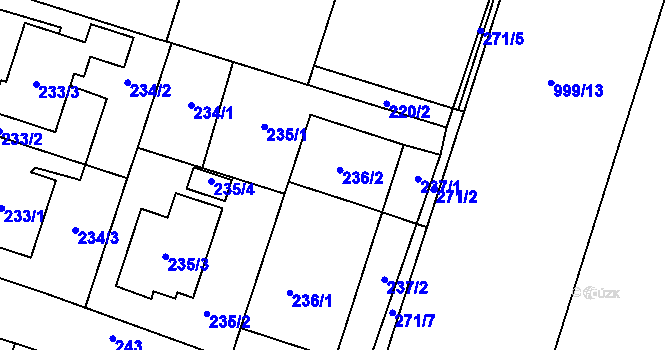 Parcela st. 236/2 v KÚ Oldřišov, Katastrální mapa