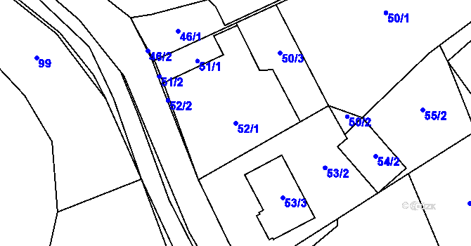 Parcela st. 52/1 v KÚ Oldřišov, Katastrální mapa