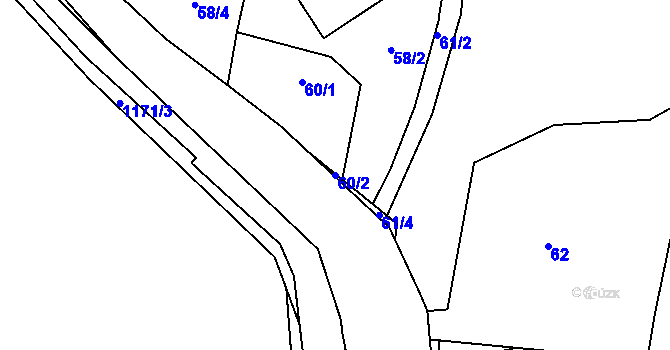 Parcela st. 60/2 v KÚ Oldřišov, Katastrální mapa