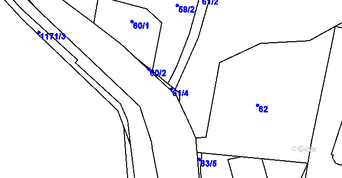 Parcela st. 61/4 v KÚ Oldřišov, Katastrální mapa
