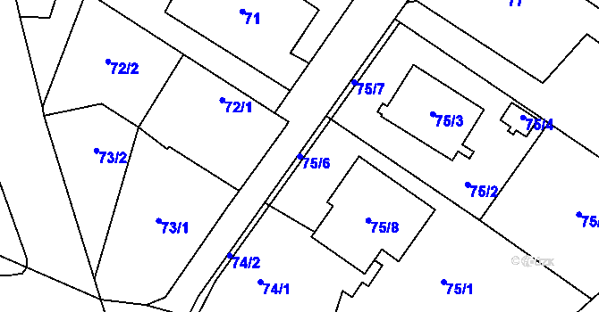 Parcela st. 75/6 v KÚ Oldřišov, Katastrální mapa