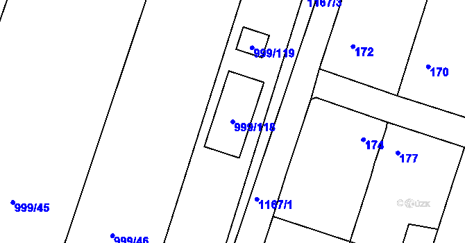 Parcela st. 999/118 v KÚ Oldřišov, Katastrální mapa