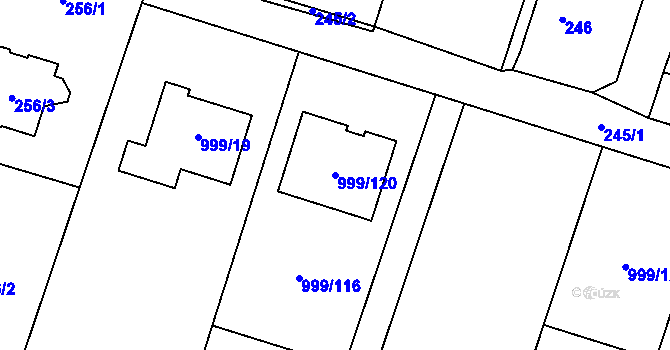 Parcela st. 999/120 v KÚ Oldřišov, Katastrální mapa