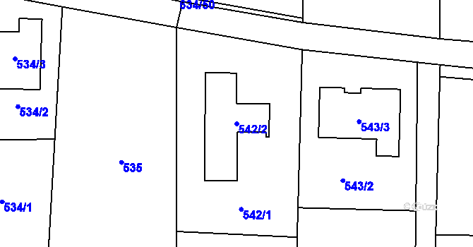 Parcela st. 542/2 v KÚ Oldřišov, Katastrální mapa