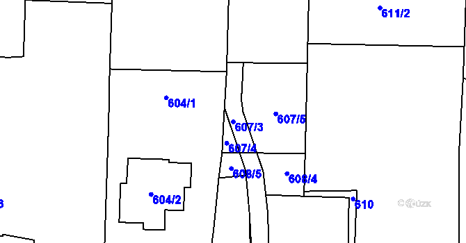 Parcela st. 607/3 v KÚ Oldřišov, Katastrální mapa