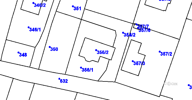 Parcela st. 356/2 v KÚ Oldřišov, Katastrální mapa
