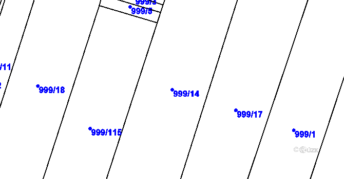 Parcela st. 999/14 v KÚ Oldřišov, Katastrální mapa