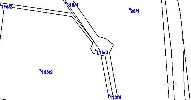 Parcela st. 115/3 v KÚ Oldřišov, Katastrální mapa