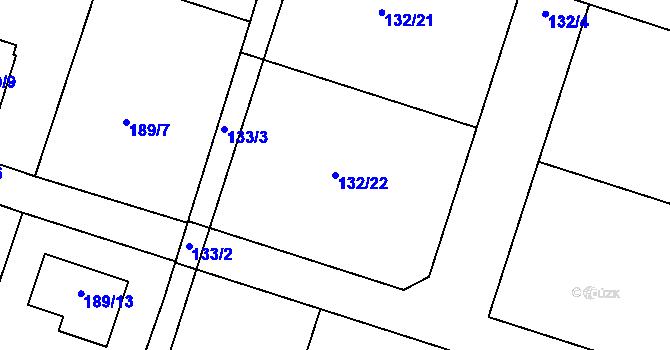 Parcela st. 132/22 v KÚ Oldřišov, Katastrální mapa