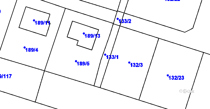 Parcela st. 133/1 v KÚ Oldřišov, Katastrální mapa