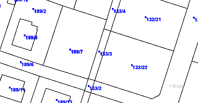 Parcela st. 133/3 v KÚ Oldřišov, Katastrální mapa