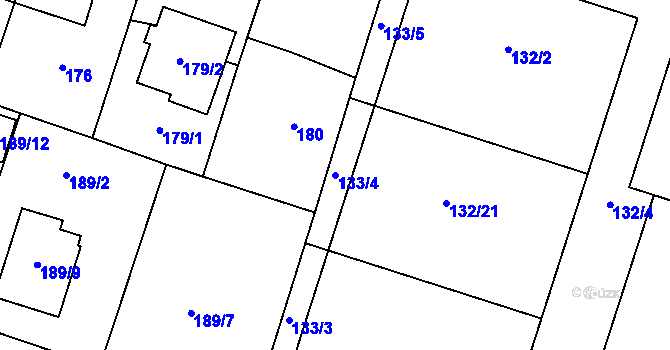 Parcela st. 133/4 v KÚ Oldřišov, Katastrální mapa