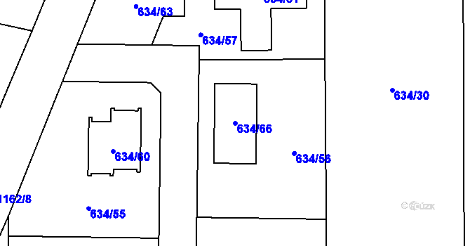 Parcela st. 634/66 v KÚ Oldřišov, Katastrální mapa