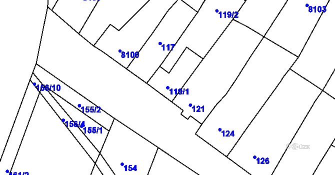 Parcela st. 119/1 v KÚ Oleksovice, Katastrální mapa