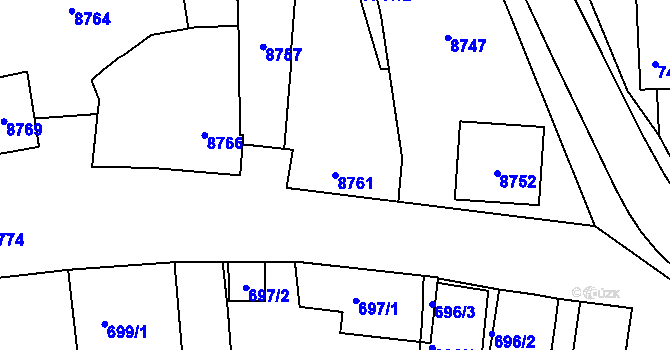 Parcela st. 8761 v KÚ Oleksovice, Katastrální mapa