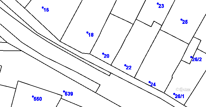 Parcela st. 20 v KÚ Oleksovice, Katastrální mapa