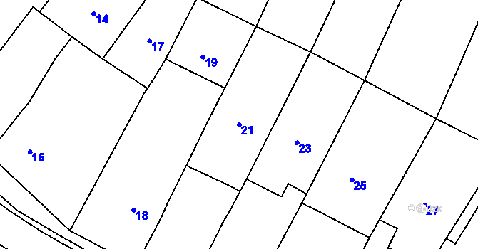 Parcela st. 21 v KÚ Oleksovice, Katastrální mapa