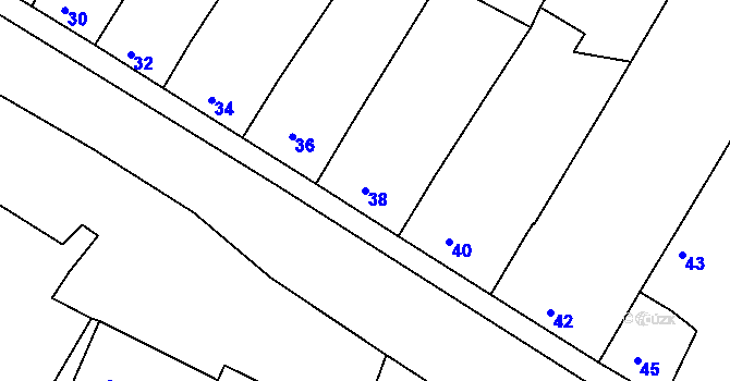 Parcela st. 38 v KÚ Oleksovice, Katastrální mapa