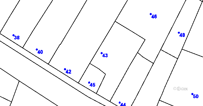 Parcela st. 43 v KÚ Oleksovice, Katastrální mapa