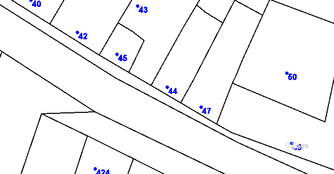 Parcela st. 44 v KÚ Oleksovice, Katastrální mapa