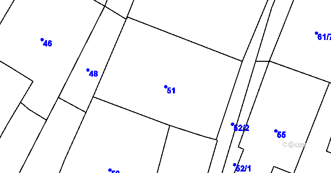 Parcela st. 51 v KÚ Oleksovice, Katastrální mapa