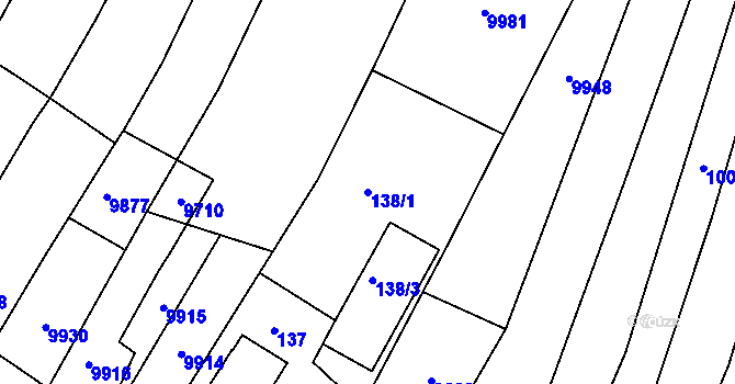 Parcela st. 138/1 v KÚ Oleksovice, Katastrální mapa