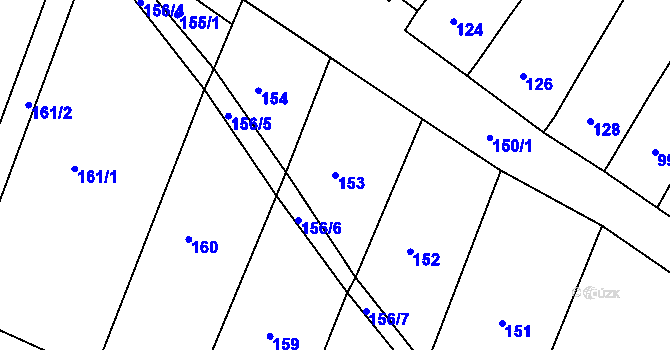 Parcela st. 153 v KÚ Oleksovice, Katastrální mapa