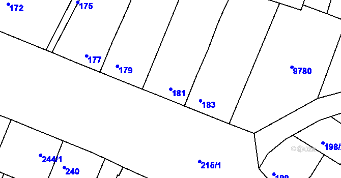 Parcela st. 181 v KÚ Oleksovice, Katastrální mapa