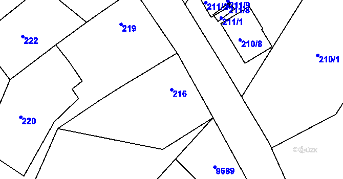 Parcela st. 216 v KÚ Oleksovice, Katastrální mapa