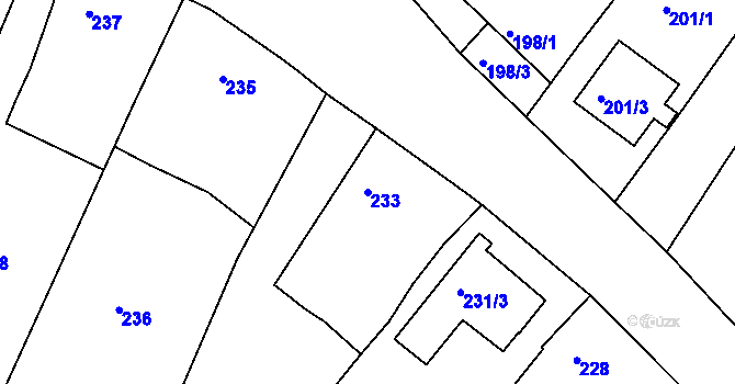 Parcela st. 233 v KÚ Oleksovice, Katastrální mapa