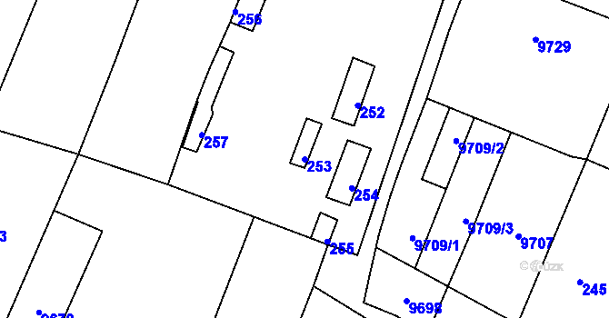 Parcela st. 253 v KÚ Oleksovice, Katastrální mapa