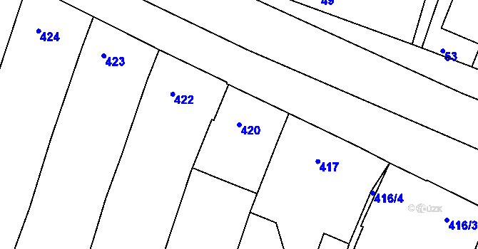 Parcela st. 420 v KÚ Oleksovice, Katastrální mapa