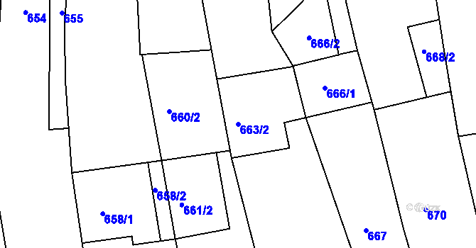 Parcela st. 663/2 v KÚ Oleksovice, Katastrální mapa