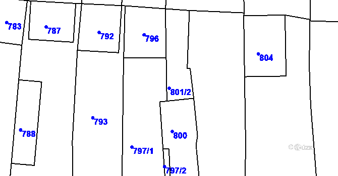 Parcela st. 801/2 v KÚ Oleksovice, Katastrální mapa