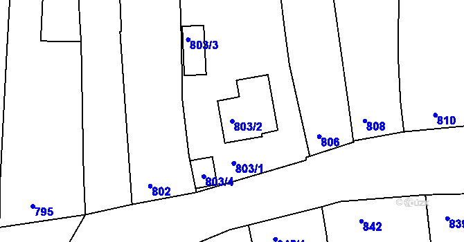 Parcela st. 803/2 v KÚ Oleksovice, Katastrální mapa