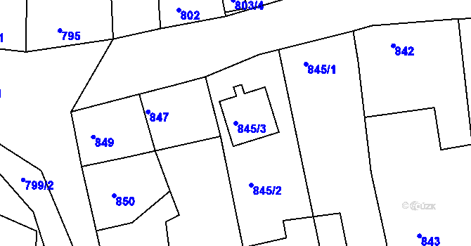 Parcela st. 845/3 v KÚ Oleksovice, Katastrální mapa