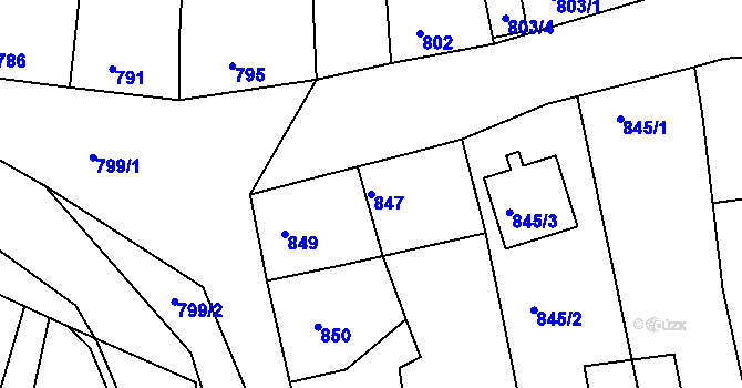 Parcela st. 847 v KÚ Oleksovice, Katastrální mapa