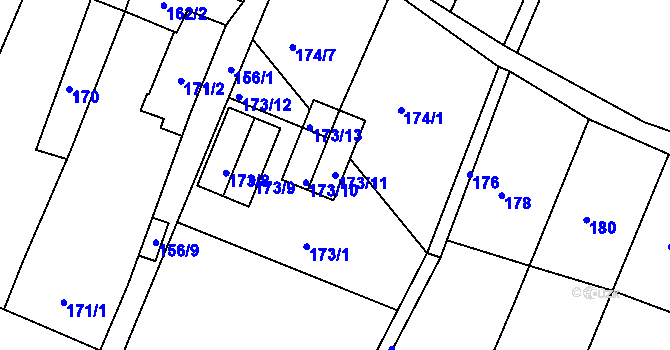 Parcela st. 173/11 v KÚ Oleksovice, Katastrální mapa