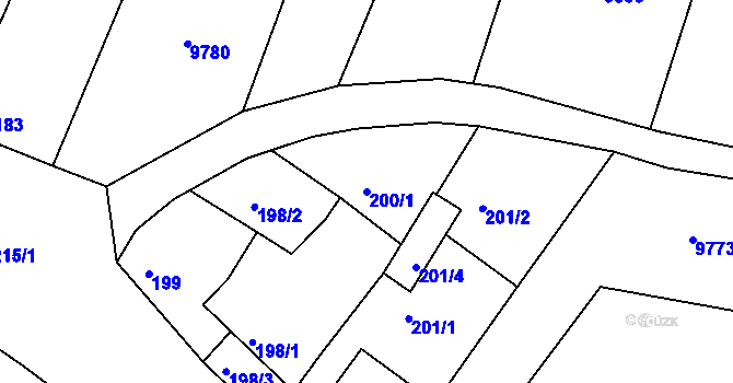 Parcela st. 200/1 v KÚ Oleksovice, Katastrální mapa