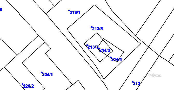 Parcela st. 213/3 v KÚ Oleksovice, Katastrální mapa