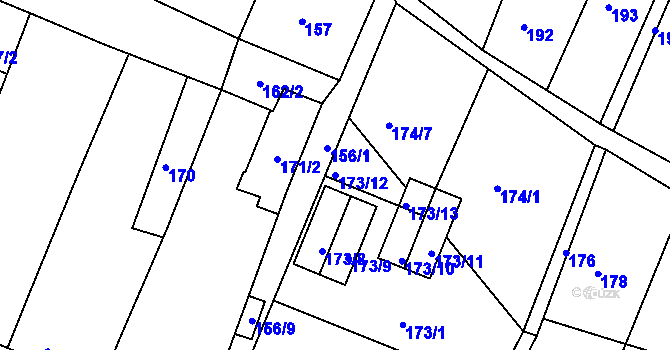 Parcela st. 173/12 v KÚ Oleksovice, Katastrální mapa