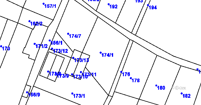 Parcela st. 174/1 v KÚ Oleksovice, Katastrální mapa